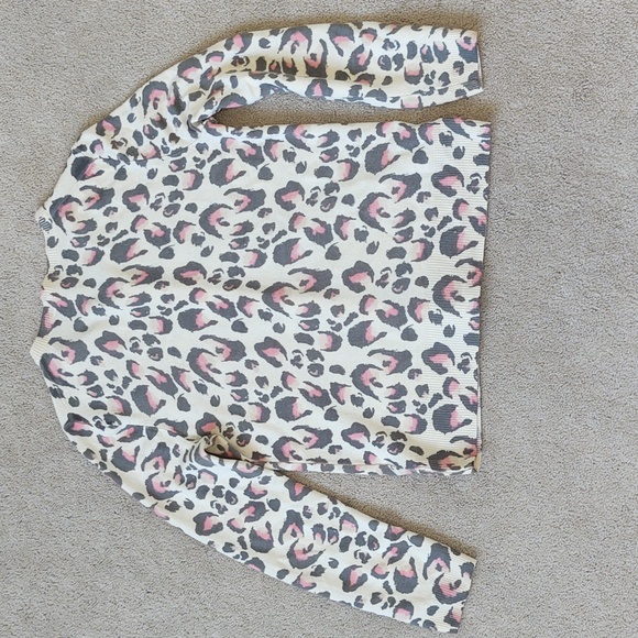 VGUC J. Crew off-white, grey, and pink animal print button front cardigan - Picture 5 of 6